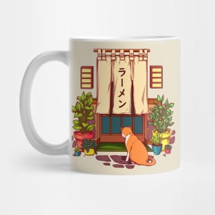 The red cat and the Japanese ramen shop Mug